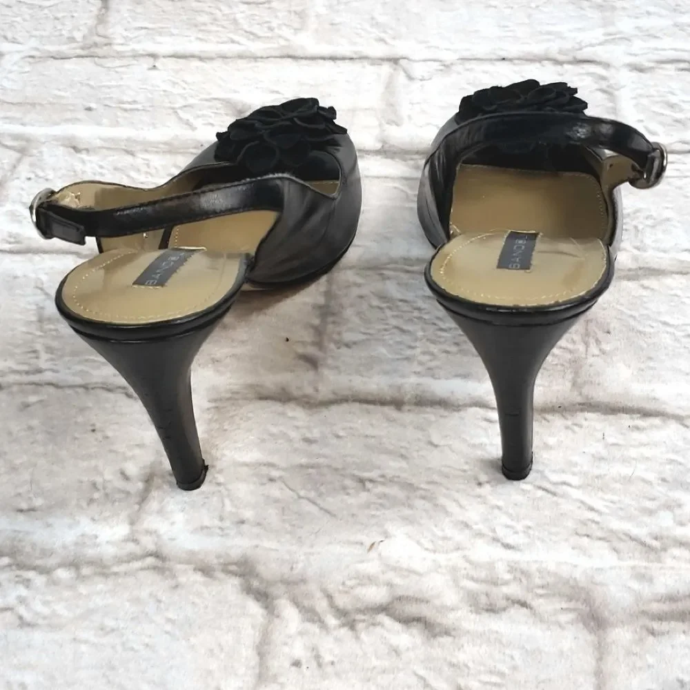 Bandilino women's Black Slingback Peeptoe Heels